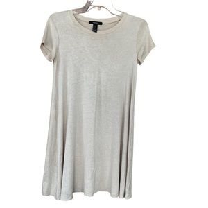 Forever 21 Women’s Size Small Light Tan Cotton Flowy Loose Fitting T-Shirt Dress